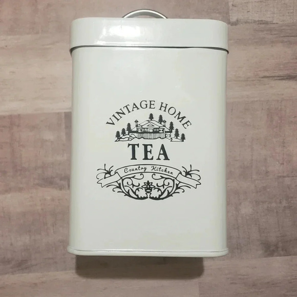 Vintage home tea white tea holder canister - Picture 7 of 9